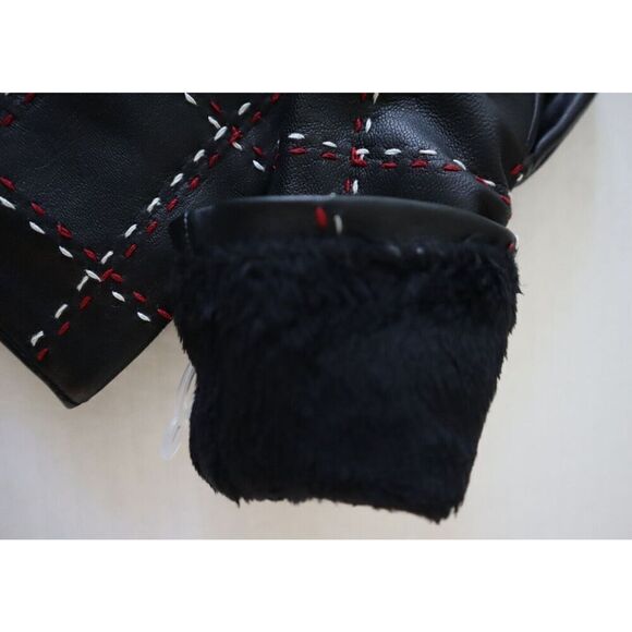 Charter Club 16759 Women's Sz Small Black Plaid Topstitch Leather Gloves - Picture 3 of 7